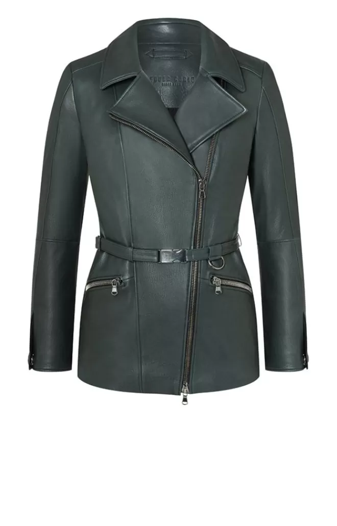 Women WERNER CHRIST Alessia: Longer Biker Jacket With Tie Belt