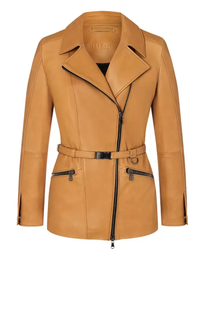 Women WERNER CHRIST Alessia: Longer Biker Jacket With Tie Belt