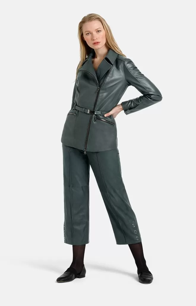 Women WERNER CHRIST Alessia: Longer Biker Jacket With Tie Belt